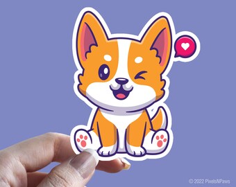 Corgi Sending Love, Corgi Love, Cute Corgi Sitting Sticker, Corgi Love, Corgi Lover Sticker, Animal Sticker, Gift, Cool Sticker, Corgis