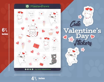 Valentine's Day Animal Stickers, Planner, Journal, Scrapbook