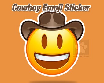 Cowboy Emoji Sticker: Laptop, Water Bottle, iPad, Phone, Notebooks