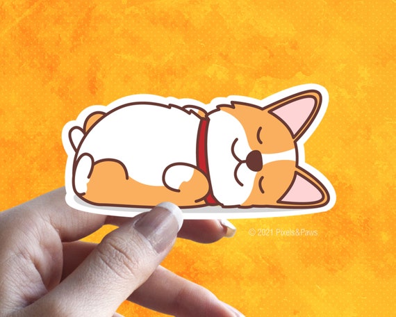Cute Corgi Sticker, Corgi Sleeping, Peace Sign, Corgi Sticker, Corgi Lover Sticker, Animal Sticker, Dog Lover Gift, Cool Sticker, Corgis