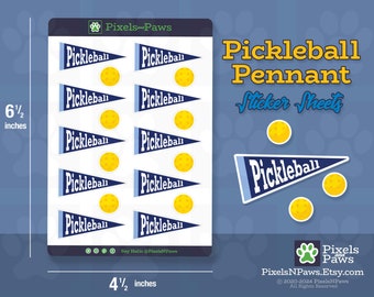 Pickleball Pennant Sticker Sheet: Planner, Laptop, Scrapbook