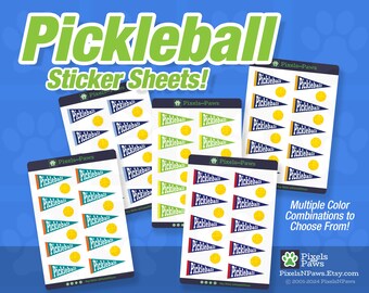 Pickleball Pennant Sticker Sheet: Glossy Planner Stickers