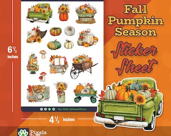 Fall Decor Sticker Sheet: Autumn Planner, Scrapbook Stickers