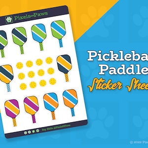 Pickleball Paddle Sticker Sheet: Planner, Laptop, Journal