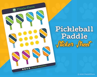 Pickleball Paddle Sticker Sheet: Planner, Laptop, Journal