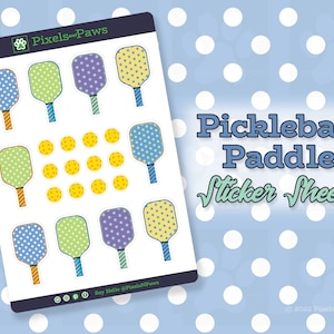 Pickleball Paddle Sticker Sheet: Planner, Laptop, Journal
