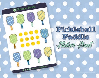 Pickleball Paddle Sticker Sheet: Planner, Laptop, Journal