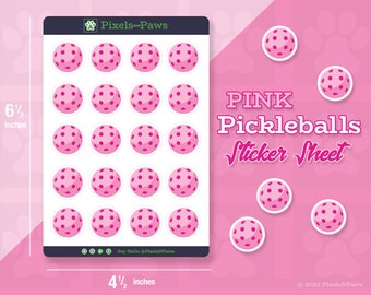 Pink Pickleball Sticker Sheet: Planner, Journal, Scrapbook