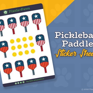 Pickleball Paddle Sticker Sheet: Planner, Laptop, Journal