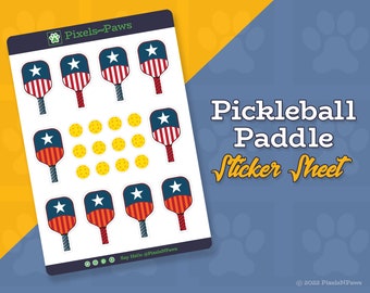 Pickleball Paddle Sticker Sheet: Planner, Laptop, Journal