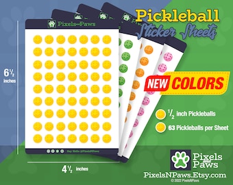 Pickleball Stickers, Pickleball Sticker Sheet, Planner, Journal, Scrapbook, Notecards, Gift Cards