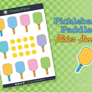 Pickleball Paddle Sticker Sheet: Planner, Laptop, Journal
