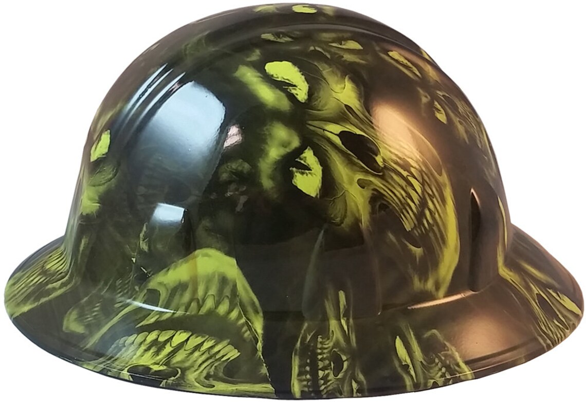 Hades Green Hydro Dipped Hard Hats Full Brim Style With Tote Etsy