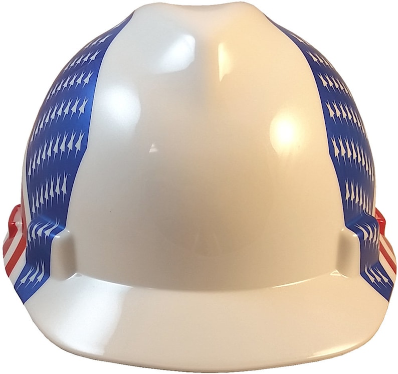 MSA V-Gard Hard Hat with Dual American Flag on Both Sides