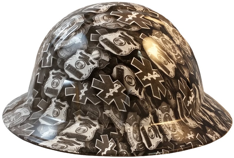 First Responder Full Brim Hydro Dipped Hard Hat With Tote Etsy