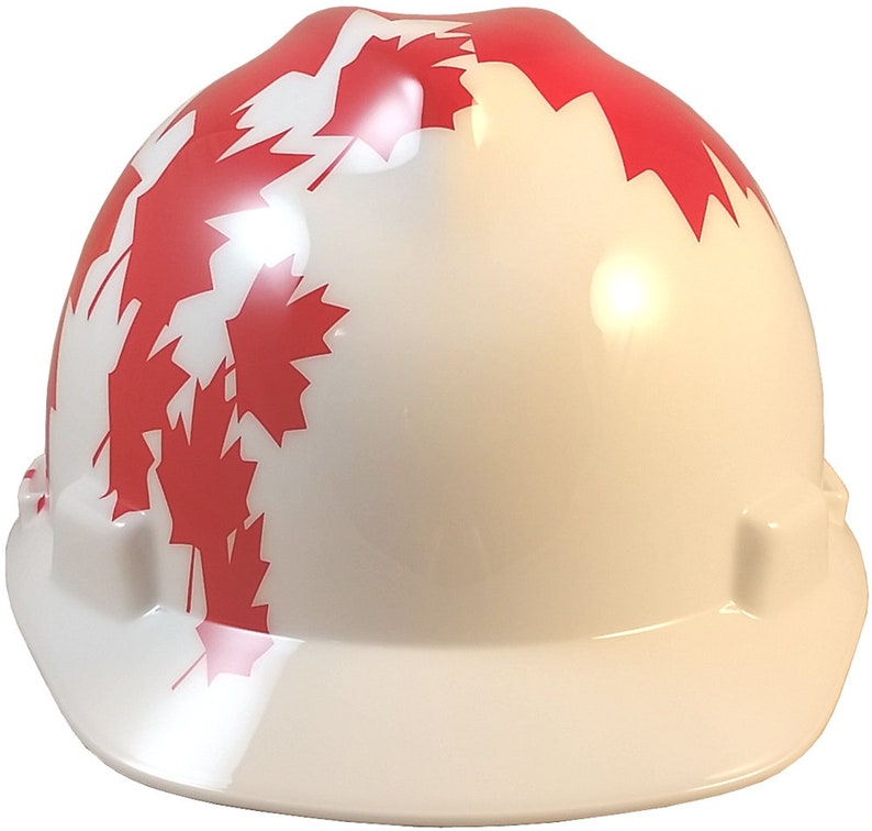 MSA V-Gard Cap Style Canadian Flag Hard Hat with White Shell