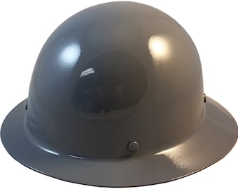 MSA Skullgard Full Brim Hard Hat - Gray with Ratchet Suspension