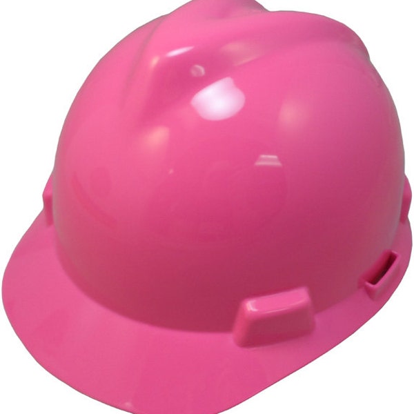 MSA V-Gard Cap Style Hard hats with Fas-Trac Suspension Hot pink