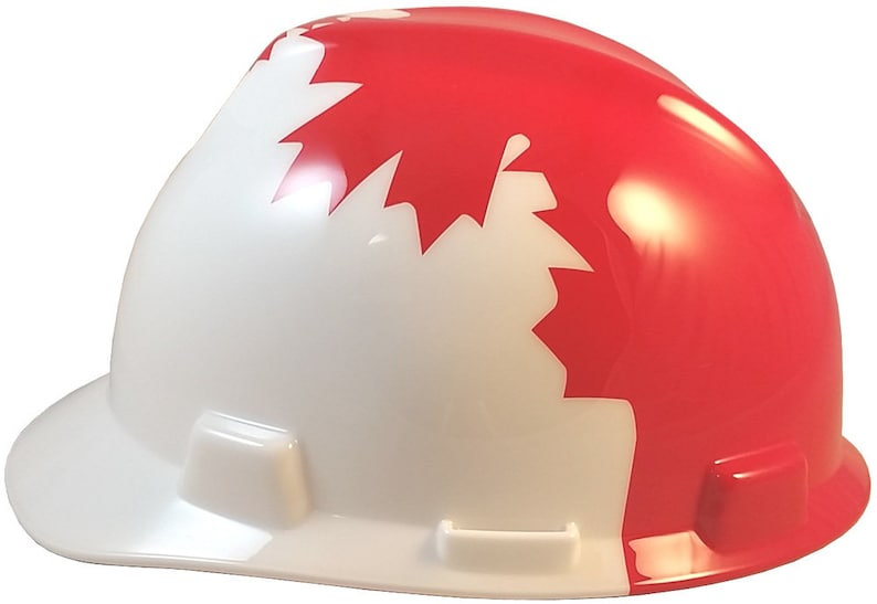 MSA V-Gard Cap Style Canadian Flag Hard Hat with White Shell