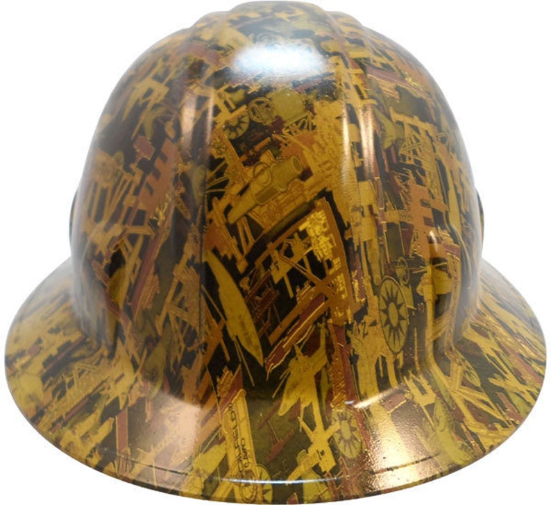 Oilfield Camo Yellow Hydro Dipped Hard Hats Full Brim Style Etsy