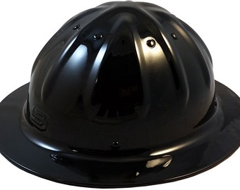 Skull Bucket Aluminum Full Brim Hard Hats with Ratchet Suspensions - Black