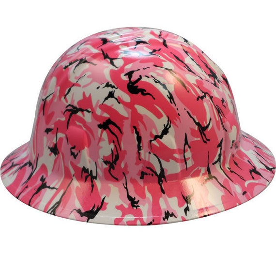 Pink Camo Hydro Dipped Hard Hats Full 