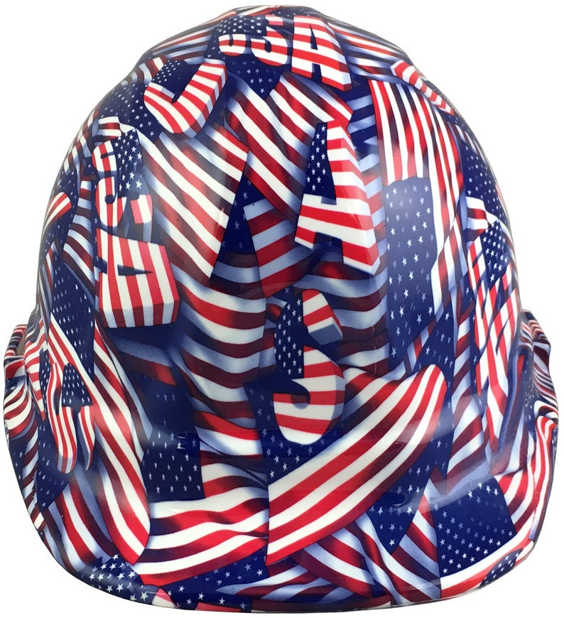 USA Flag Hydro Dipped Cap Style Hard Hat With Tote Etsy
