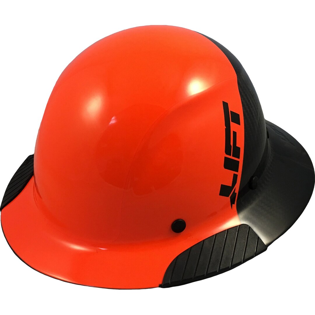 Actual Carbon Fiber Hard Hat Full Brim Glossy Black and Hiviz Orange Etsy