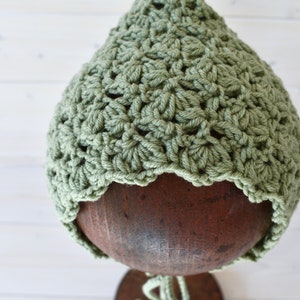 Crochet Zoe Bonnet Written Pattern - Easy Crochet Pixie Bonnet / Hat Pattern - ANY SIZE