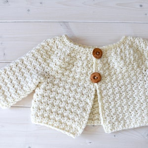 Crochet Esme Cardigan Written Pattern - Simple Textured Baby / Children's Cardigan Pattern