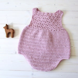 Crochet Millie Romper Written Pattern - Pretty Crochet Shell Stitch Baby Romper Pattern