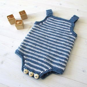 Crochet Simple Striped Baby Romper Written Pattern