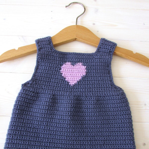 Crochet Heart Baby Pinafore / Dress Written Pattern