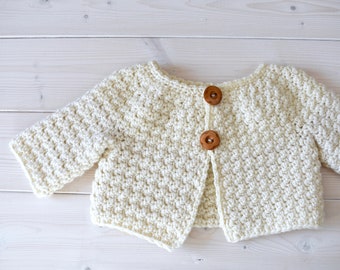 Crochet Esme Cardigan Written Pattern - Simple Textured Baby / Children's Cardigan Pattern