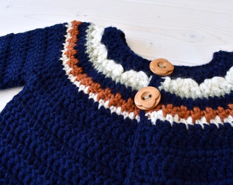 Crochet Autumn Sweater Written Pattern - Cosy Baby / Children's Cardigan Pattern