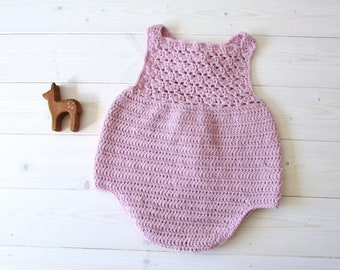 Crochet Millie Romper Written Pattern - Pretty Crochet Shell Stitch Baby Romper Pattern