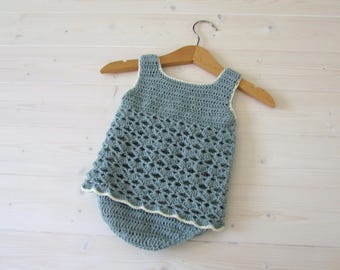 Crochet Lace Baby Romper Written Pattern