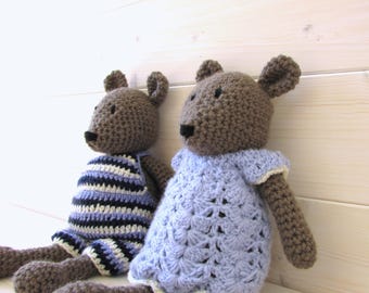 Modèle écrit d'ours Bertie et Brontë au crochet - Modèle de nounours au crochet