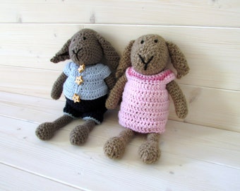 Crochet Ruthie and Ralph Rabbit Written Pattern - Amigurumi Bunny Rabbit