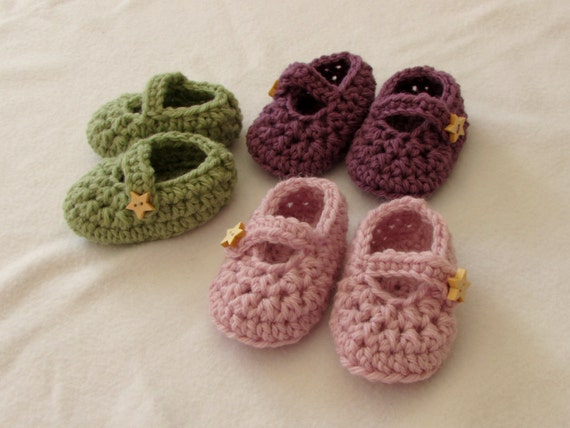 Crochet Baby Mary Jane Shoes / Booties Written Pattern