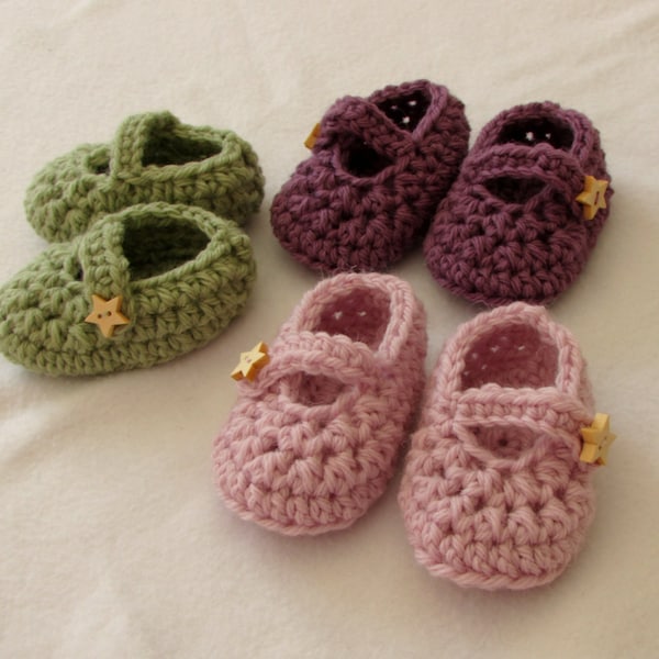 Crochet Baby Mary Jane Shoes / Booties Written Pattern