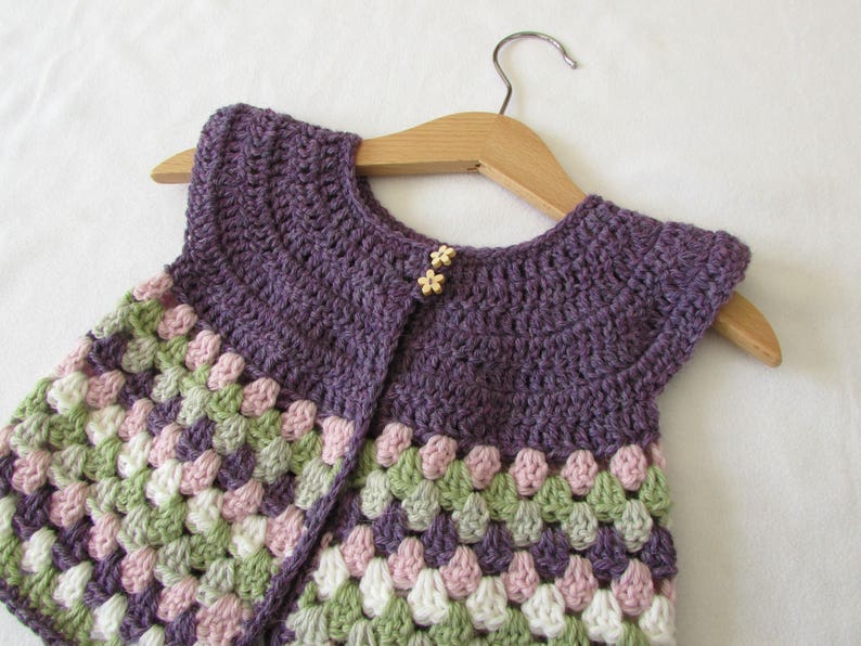 Crochet Baby / Girl's Granny Stripe Cardigan Written Pattern image 1