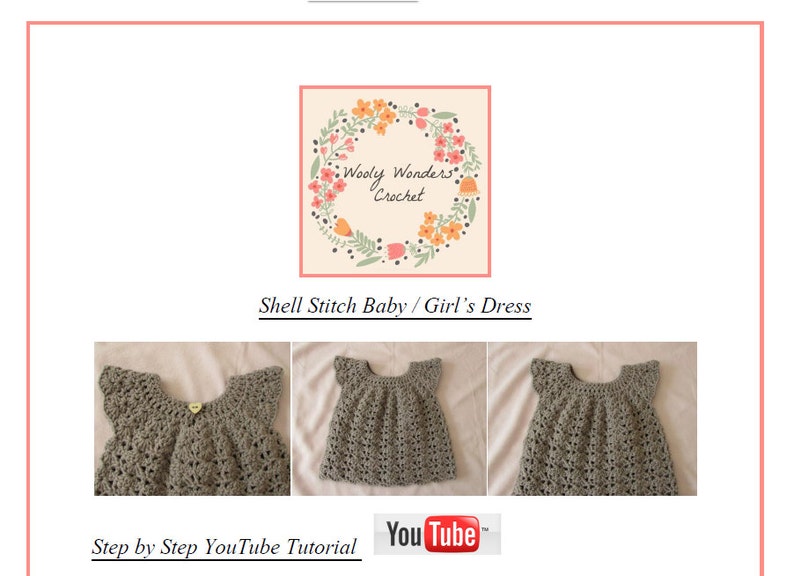 Crochet Baby / Toddler's Shell Stitch Dress Written Pattern image 4