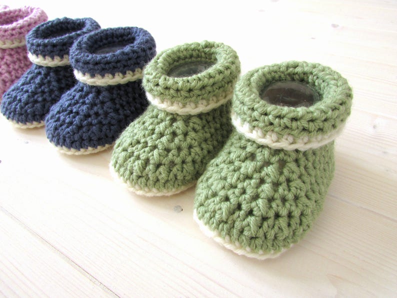 Beginners Crochet Cuffed Baby Booties / Shoes Written Pattern Roll Top Baby Booties 画像 2