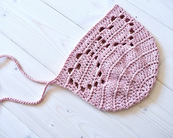 Crochet Emma Bonnet Written Pattern - Cute Baby Bonnet / Hat With Heart Detail Pattern