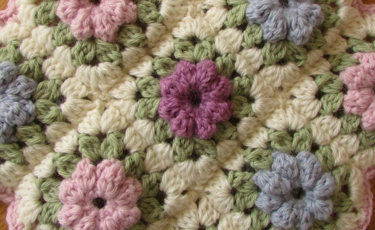 Crochet Puff Stitch Flower Granny Square Written