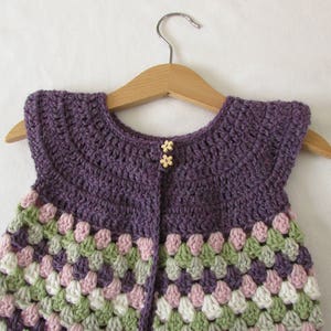 Crochet Baby / Girl's Granny Stripe Cardigan Written Pattern image 2