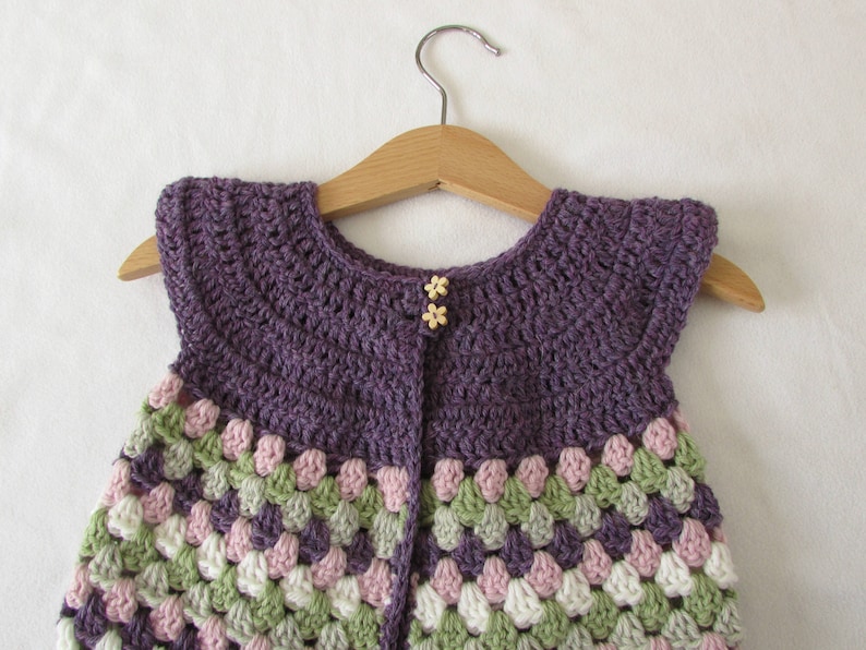 Crochet Baby / Girl's Granny Stripe Cardigan Written Pattern image 2