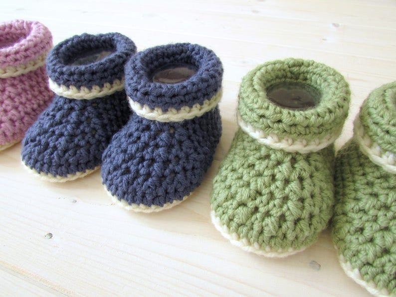 Beginners Crochet Cuffed Baby Booties / Shoes Written Pattern Roll Top Baby Booties image 3