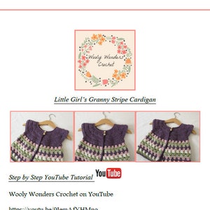 Crochet Baby / Girl's Granny Stripe Cardigan Written Pattern image 4